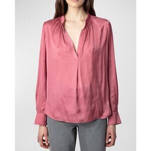 Zadig & Voltaire - BAND-COLLAR BLOUSE IN VIEUX ROSE / S